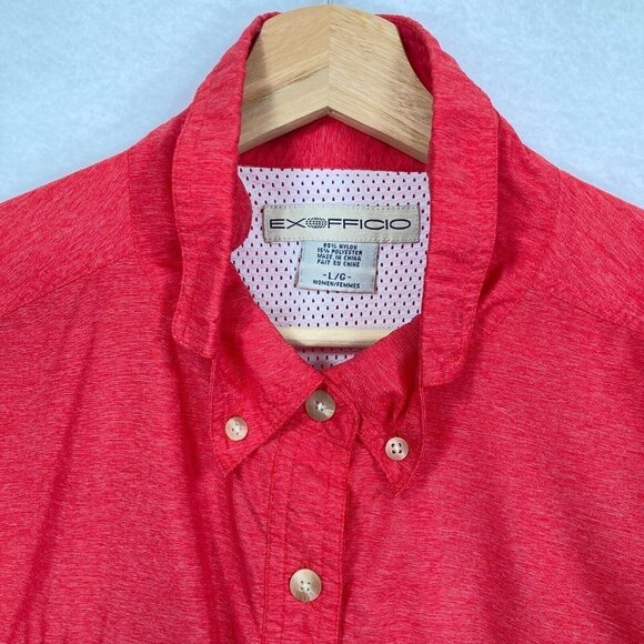 ExOfficio Lightweight Roll Tab Sleeve Button Up Shirt Vented Size Large - Picture 2 of 9